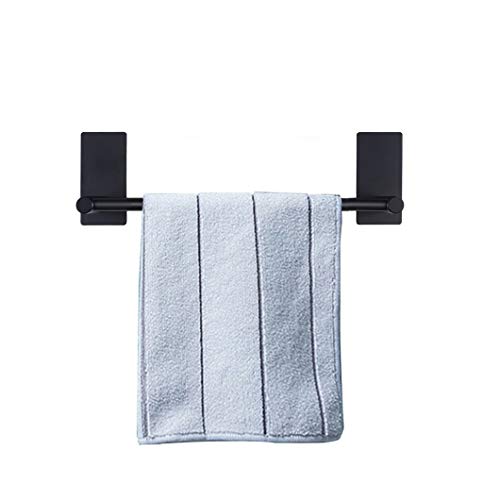NearMoon Self Adhesive Bathroom Towel Bar- Stainless Steel Bath Wall Shelf Rack Hanging Towel Stick On Sticky Hanger Contemporary Style, NO Drilling (1 Pack, Matte Black, 9-Inch Towel Rack) - color: Matte Black, size: 9-Inch