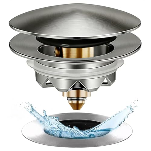 Anlige Bathtub Drain Stopper, Pop Up Tub Stopper and Cover, Bottom with Hair Catcher, Universal for 1.45 in to 1.8 in Drain, Replaces Old Drain Plug, Brushed Nickel - color: Brushed Nickel