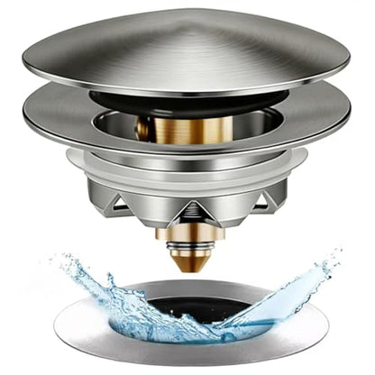 Anlige Bathtub Drain Stopper, Pop Up Tub Stopper and Cover, Bottom with Hair Catcher, Universal for 1.45 in to 1.8 in Drain, Replaces Old Drain Plug, Brushed Nickel - color: Brushed Nickel