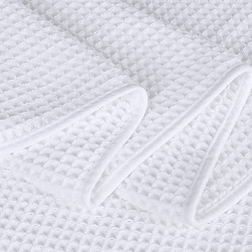 POLYTE 430 GSM Microfiber Quick Dry Lint Free Bath Sheet, 70 x 35 in, Set of 2 (Waffle Weave) - color: White, size: 35 x 70 in
