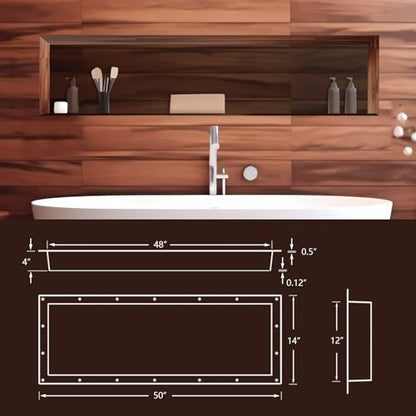 Large Rectangle Shower Niche 14" x 50"(Inside 12" x 48") with Mosaic MESH - Shower Niche Insert Tile Ready for Shower Wall Shelf - for Shampoo & Toiletry Storage Flush Mount Installation
