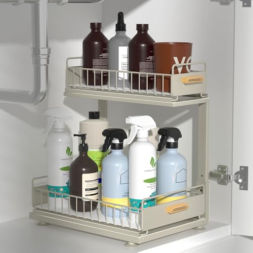 Under Sink Organizer, Pull Out Kitchen Cabinet Organizer 2 Tier Slide Out Under Sink Organizers and Storage, Sink Shelf Cabinet Storage Shelves for Kitchen Bathroom Pantry, Grey - color: Grey-1 Pack, size: Double Layer