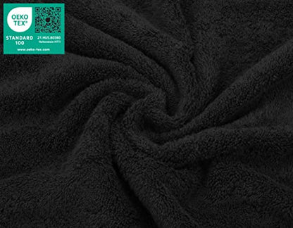 American Soft Linen 100% Cotton Luxury Turkish Towels, 4 PC Washcloth Set | Soft Absorbent Quick Dry OEKO Tex Standard 100 Certificated Durable Machine Washable Premium Hotel Quality - color: Black, size: 13"x13"