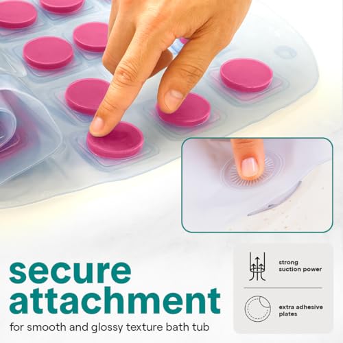 SereneLife Bubble Bath Mat - Portable Spa Bubble Bath Massager with Waterproof Bath Light & Pillow, Adjustable Bubble Intensity, Easy Button Control, Remote Control (Pink) - color: Pink