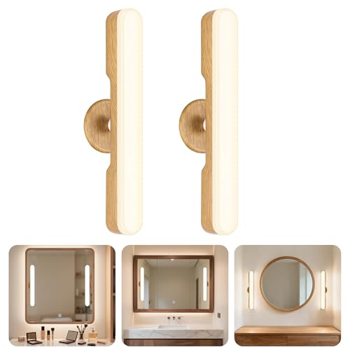 cambk Set of 2 Wireless Vanity Makeup Lights for Mirror, Rechargeable LED Stick On Light Bar for Bathroom Mirror with Dimmable 3 CCT, Long Battery Life Cordless Light for Vanity Desk(Light Brown) - color: Light Brown