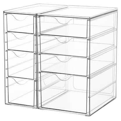 Vtopmart Acrylic Desk Organizer with 8 Drawers for Office, Makeup, Crafts | Clear Storage Drawers for Office Supplies, Desktop Organization for Makeup, Jewelry, Art Crafts, Bead, Pen, Stationary - style: C