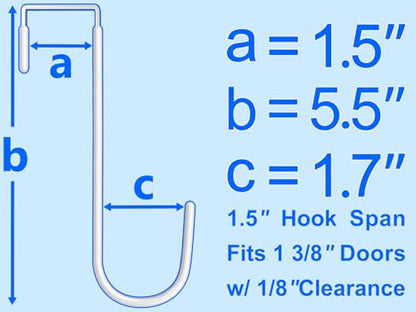 Single Over Door Steel Hooks 10 Pack Fit 1-3/8" Door 5.5" White | Plastic Coated Rubber Feel Towel Rack Robe Coat Shoe Wreath Hanger No Damage No Scratch for Bathroom Heavy Duty Thin Top