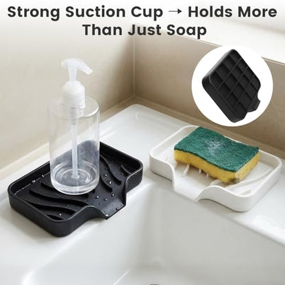 3 Pack Silicone Soap Holder, Self Draining Bar Soap Dish,Non-Slip Soft Soap Tray for Kitchen Sink Organizer, Shower & Bathroom Accessories, Keep Soap Dry, Fast Air Dry (Black, White, Beige)