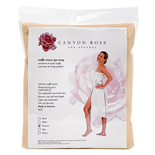 Canyon Rose Waffle Weave Long Spa Wrap, One Size, Sand | Luxurious Waffle Knit Body Wrap, Generous Length, Elasticized Top with Touch-and-Close Fastener, Machine Washable - color: Sand
