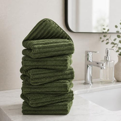 6 Pack Microfiber Hand Towels for Bathroom, 16"x30", Olive Green | Soft Touch, Highly Absorbent, Quick Dry, Lint Free, Hanging Loop, Lightweight Towels for Guest Bath, Gym, Travel & Kitchen - color: Olive Green