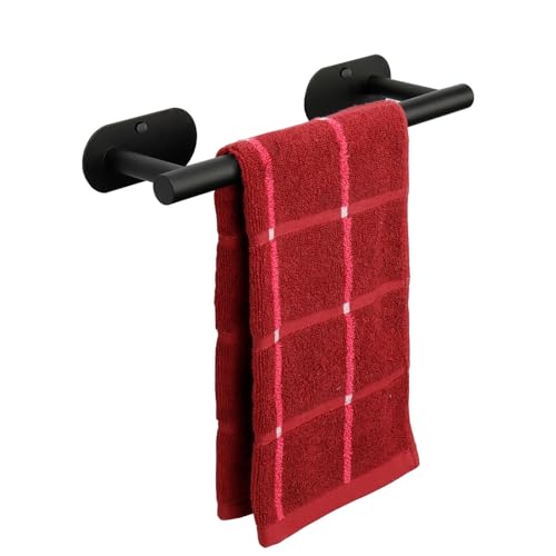 TocTen Self Adhesive Bathroom Towel Bar, Stick Towel Rack for Bathroom, Rustproof Stainless Steel Bath Towel Holder No Damage, Easy to Install Drill Free Towel Rod for Bathroom (Matte Black, 12 Inch) - color: Matte Black, size: 12 Inch