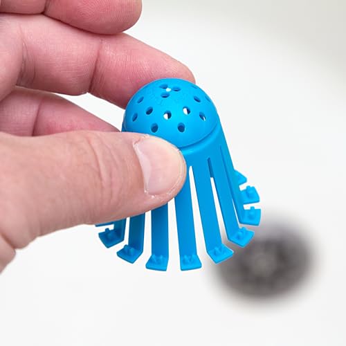TubShroom Toss 21pk Disposable Bath Tub Drain Strainers - Hair Catcher Snare for Shower Bathtub to Prevent Clogged Drains, Traps Human and Pet Hair, One Year Supply (Blue) - color: Blue