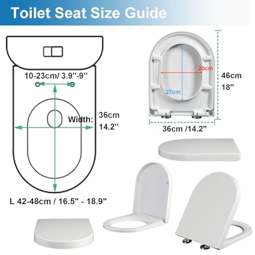 Toilet seat, With Quick Release for Easy Cleaning and Simple Top Fixing Slow Close Toilet Lid for D Shaped Loo Seat - size: 02A