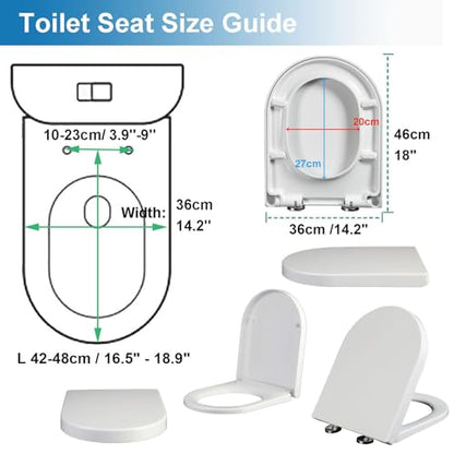 Toilet seat, With Quick Release for Easy Cleaning and Simple Top Fixing Slow Close Toilet Lid for D Shaped Loo Seat - size: 02A