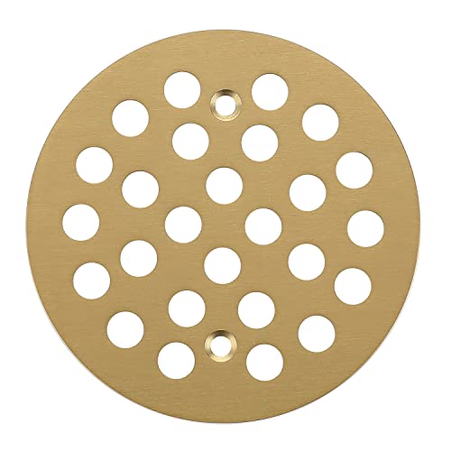 4-1/4 Inch Screw-in Round Shower Drain Cover Replacement Floor Drainer Grate with Screws (Brushed Golden) - color: Brushed Golden