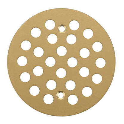4-1/4 Inch Screw-in Round Shower Drain Cover Replacement Floor Drainer Grate with Screws (Brushed Golden) - color: Brushed Golden