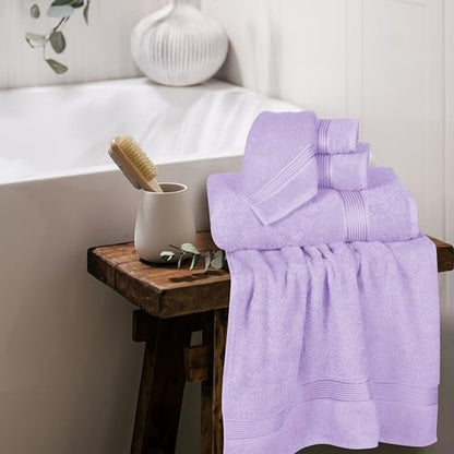 Ultra Soft 6 Pack Cotton Towel Set, Contains 2 Bath Towels 28x55 inch, 2 Hand Towels 16x24 inch & 2 Wash Coths 12x12 inch, Ideal for Everyday use, Compact & Lightweight - Dark Purple - color: Dark Purple