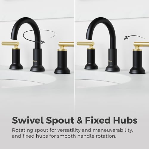 Pfister Capistrano 3Hole Widespread Black & Gold Bath Faucet LF049CSOBBG | Push & Seal drain, TiteSeal no-putty mount, 8in vanity faucet, Lead-free NSF - color: Matte Black and Brushed Gold, size: 1 Pack
