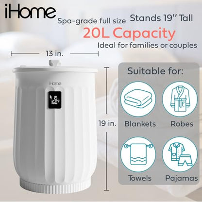 iHome Luxury 20L Towel Warmer, Large Hot Towel Warmers for Bathroom, with Inner Fragrance Pad Holder, Great for Blankets and Spa and More