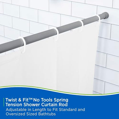 Kenney KN609L/13 Twist & Fit No Tools Spring Tension Standard Shower Curtain Rod with Non-Slip, Non-Scratch Ends, 42-72" Adjustable Length, Easy Install, Silver, 1" Diameter Rust Resistant Steel Tube - color: Silver
