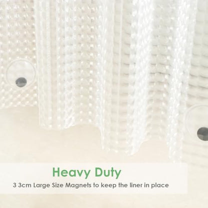 Shower Curtain Liner 74 Inches Long, EVA Heavy Duty Clear Shower Liner with 3 Strong Weights, 3D Square, 72 x 74 Inch - color: 3d Square, size: 72"W x 74"L (Pack of 1)
