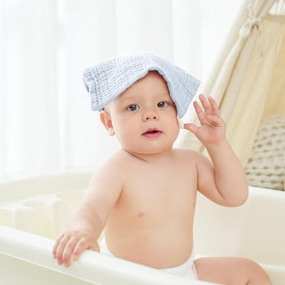 Bearmoss 12 Pack Baby Muslin Washcloths, 100% Cotton 10"x10" Face Towels | Soft Absorbent Bath Wash Cloths and Burp Cloths for Newborn Infants Kids Girls & Boys (Blue Gray) - color: Blue