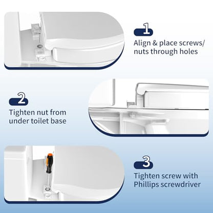 Raised Toilet Seat, Elongated 18.5", Soft Close | 2.91" elevated height, quick-release design, stable PP construction, easy installation, fits most standard elongated toilets - size: Raised Seat Only