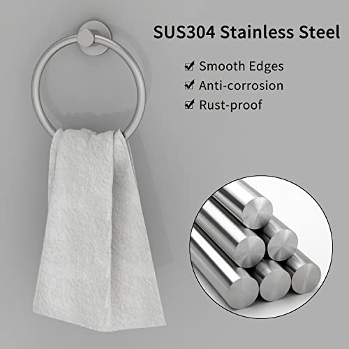 RARXTR Brushed Nickel Towel Ring, Hand Towel Holder for Bathroom Kitchen Modern Rounded Base Wall Mount SUS304 Stainless Steel - color: Brushed Steel