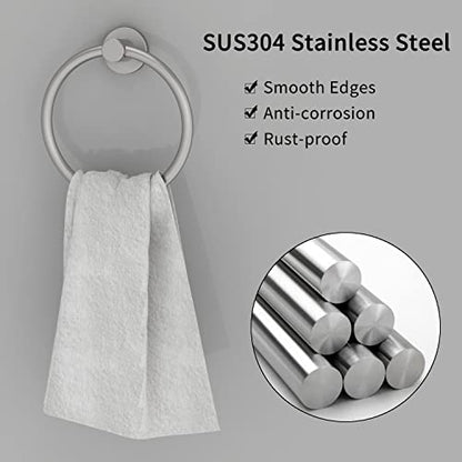 RARXTR Brushed Nickel Towel Ring, Hand Towel Holder for Bathroom Kitchen Modern Rounded Base Wall Mount SUS304 Stainless Steel - color: Brushed Steel