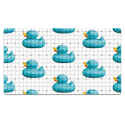 Bath Tub Mat Non Slip Shower Mat Cute Blue Duck Pattern Extra Long Bathtub Mat 26.8x15 inches Bathroom Bath Mat with Suction Cups Drain Holes Machine Washable - color: Cute Blue Duck Pattern