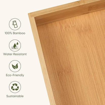 Vincona Bamboo Drawer Organizers Set, 3PCS Multi-Use Wood Storage Organizers, Desk Drawer Tray for Kitchen, Bathroom, Office, Dresser, Bamboo Box Bin for Jewelry, Makeup, Junk, Gadgets - size: 3 Grids