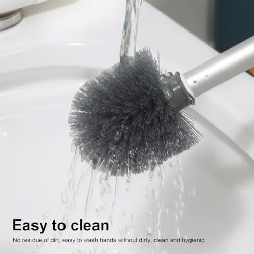 Toilet Bowl Brush and Holder,Toilet Brush with Crevice Cleaning Brushes,No Dead Corner Clean Wall Mounted Compact Toilets Brushes Set,Durable Bristles for Bathroom,RV(White Grey)