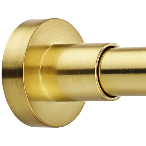 BRIOFOX Shower Curtain Rod Adjustable 18-64 Inch, Spring Tension Shower Rod No Drilling Non Slip, Brushed Gold - color: Brushed Gold, size: 18-64 Inch