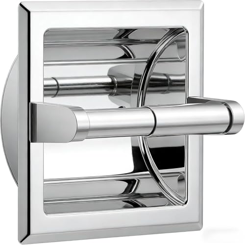 FORIOUS Recessed Toilet Paper Holder for Mega Rolls, Chrome | Stainless Steel Tissue Roll Holder Wall Mount for Bathroom Space-Saving Design, in Wall Toilet Paper Dispenser Insert - color: Chrome