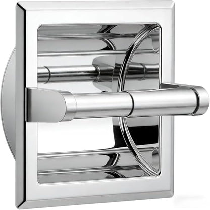 FORIOUS Recessed Toilet Paper Holder for Mega Rolls, Chrome | Stainless Steel Tissue Roll Holder Wall Mount for Bathroom Space-Saving Design, in Wall Toilet Paper Dispenser Insert - color: Chrome