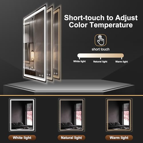 LED Bathroom Mirror with Lights, Anti-Fog, Dimmable, Lighted Bathroom Vanity Mirror for Wall, UL-Certified (36 x 28) - size: 28"L x 36"W