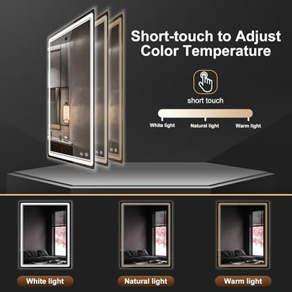 LED Bathroom Mirror with Lights, Anti-Fog, Dimmable, Lighted Bathroom Vanity Mirror for Wall, UL-Certified (36 x 28) - size: 28"L x 36"W