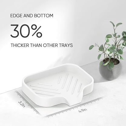 Silicone Soap Holder, 4 Pcs Thickened High-Purity Silicone Self Draining Trays for Bathroom Showers (White) - color: White