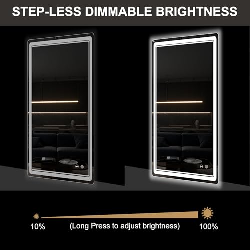 LED Bathroom Mirror with Lights, Anti-Fog, Dimmable, Lighted Bathroom Vanity Mirror for Wall, UL-Certified (27 x 48) - size: 48"L x 27"W