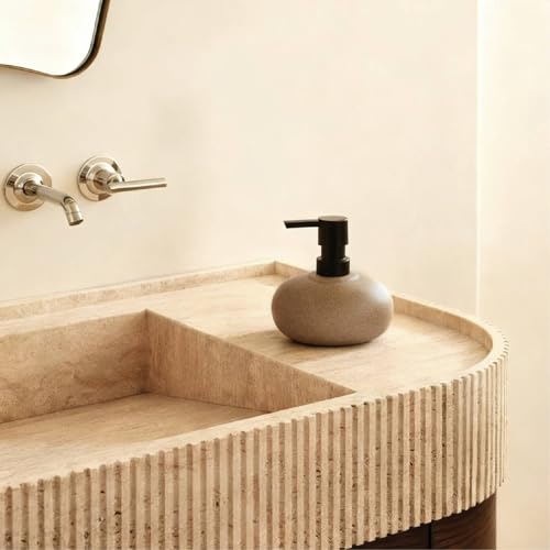 10oz Ceramic Hand Soap Dispenser, Elegant Liquid Soap Dispenser for Bathroom Countertop, Heavy & Sturdy Dish Soap Dispenser for Kitchen (Brown) - color: Brown