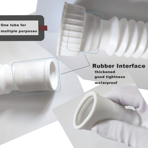 White Flexible Expandable Bathroom P Trap, 1 1/4 to 1 1/2 Sink Drain Adapter Included, Wash Basin Rubber Tips Sink Drain Pipe, Universal Extension Tube for Kitchen Bathroom Sink Sewer Drain - color: White