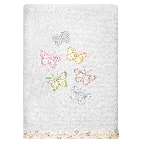 Frolic 4-Piece Luxury Towel Set, Calico Applique, Soft & Durable Turkish Cotton, Elegant Bathroom Ensemble, 2 Bath 2 Hand Towels, Silver - color: Silver, size: 2 Pcs Bath 2 Pcs Hand Towel