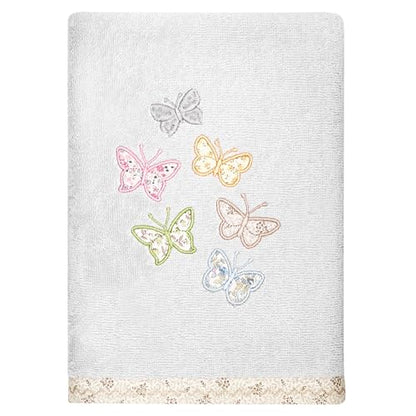 Frolic 4-Piece Luxury Towel Set, Calico Applique, Soft & Durable Turkish Cotton, Elegant Bathroom Ensemble, 2 Bath 2 Hand Towels, Silver - color: Silver, size: 2 Pcs Bath 2 Pcs Hand Towel