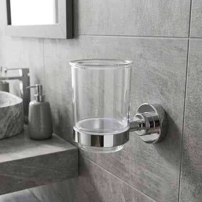 ECKOREA® Polished Chrome Tumbler Holder ECK-280C, Tumbler Included, Durable Zinc Alloy, Wall-Mounted, Screw-in - size: ECK-280C