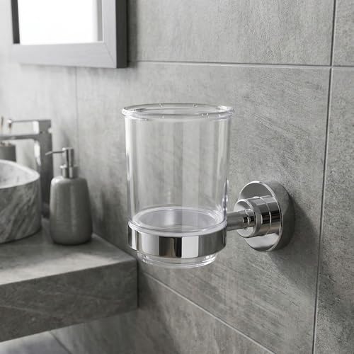 ECKOREA® Polished Chrome Tumbler Holder ECK-280C, Tumbler Included, Durable Zinc Alloy, Wall-Mounted, Screw-in - size: ECK-280C