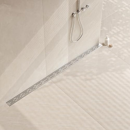 Neodrain 60-Inch Brushed Linear Shower Drain with Brick Pattern Grate | 304 Stainless Steel,Durable Bathroom Floor Drain,Rectangle Linear Drain with Hair Strainer & Adjustable Feet,CUPC certified - color: Stainless, size: 60 In