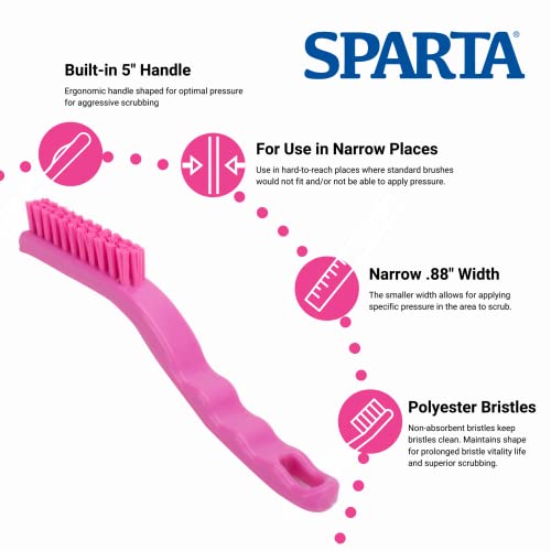 SPARTA Detail Brush Grout Brush, Crevice Brush with Hanging Hole for Bathroom, Kitchens, Countertop, Plastic, 9 Inches, Pink - color: Pink, size: 9 Inches