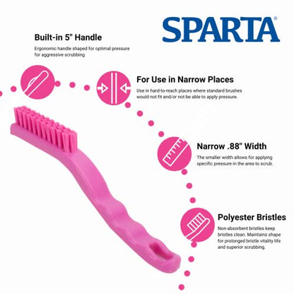 SPARTA Detail Brush Grout Brush, Crevice Brush with Hanging Hole for Bathroom, Kitchens, Countertop, Plastic, 9 Inches, Pink - color: Pink, size: 9 Inches