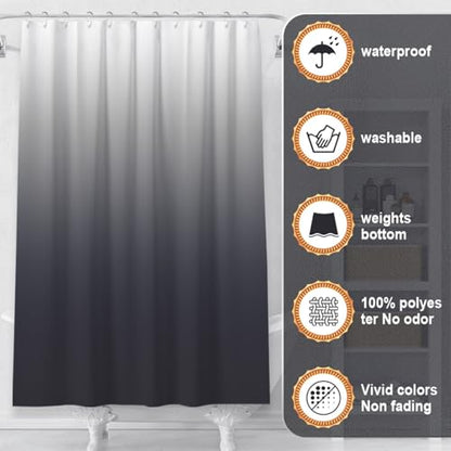 Shower Curtain Sets with Rugs and Adjustable Toilet Seat Cover | 4 Pcs Dark Grey Bathroom Sets with Shower Curtain and Rugs and Microfiber Toilet Lid Cover - color: Dark Grey