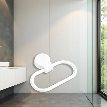 White Hand Towel Ring, Adhesive Towel Holder, Towel Rings for Bathroom Wall, Towel Ring Hand Towel Holder for Wall Mounted Round Towel Hanger, Hand Towel Holder for Bathroom